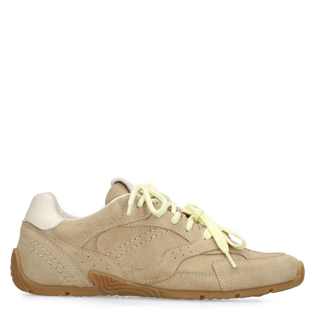 Beige dames Manfield suède sneakers met veters