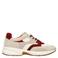 Manfield chunky leren sneakers beige/rood