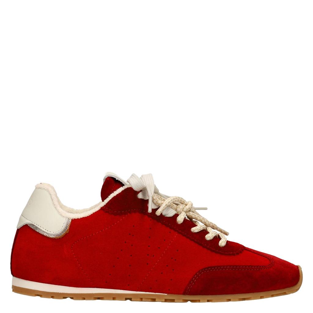 Rode dames Manfield suède sneakers met veters