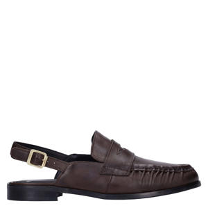 leren slingback loafers donkerbruin