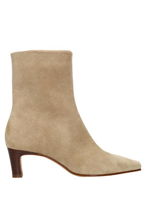 leren enkellaarzen beige