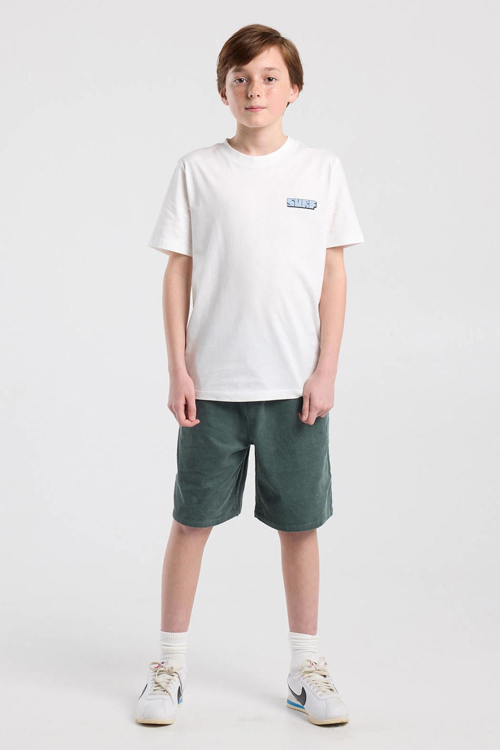 Witte jongens America Today T-shirt van katoen met backprint, korte mouwen en ronde hals