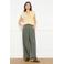 LOLALIZA wide leg regular waist broek lichtkaki