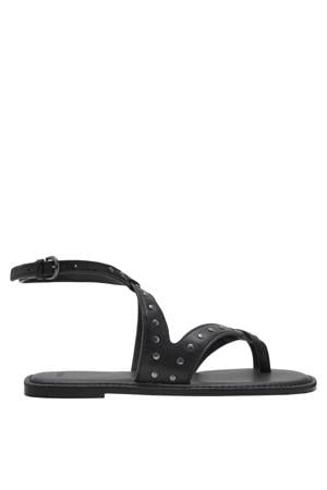 leren sandalen zwart met studs