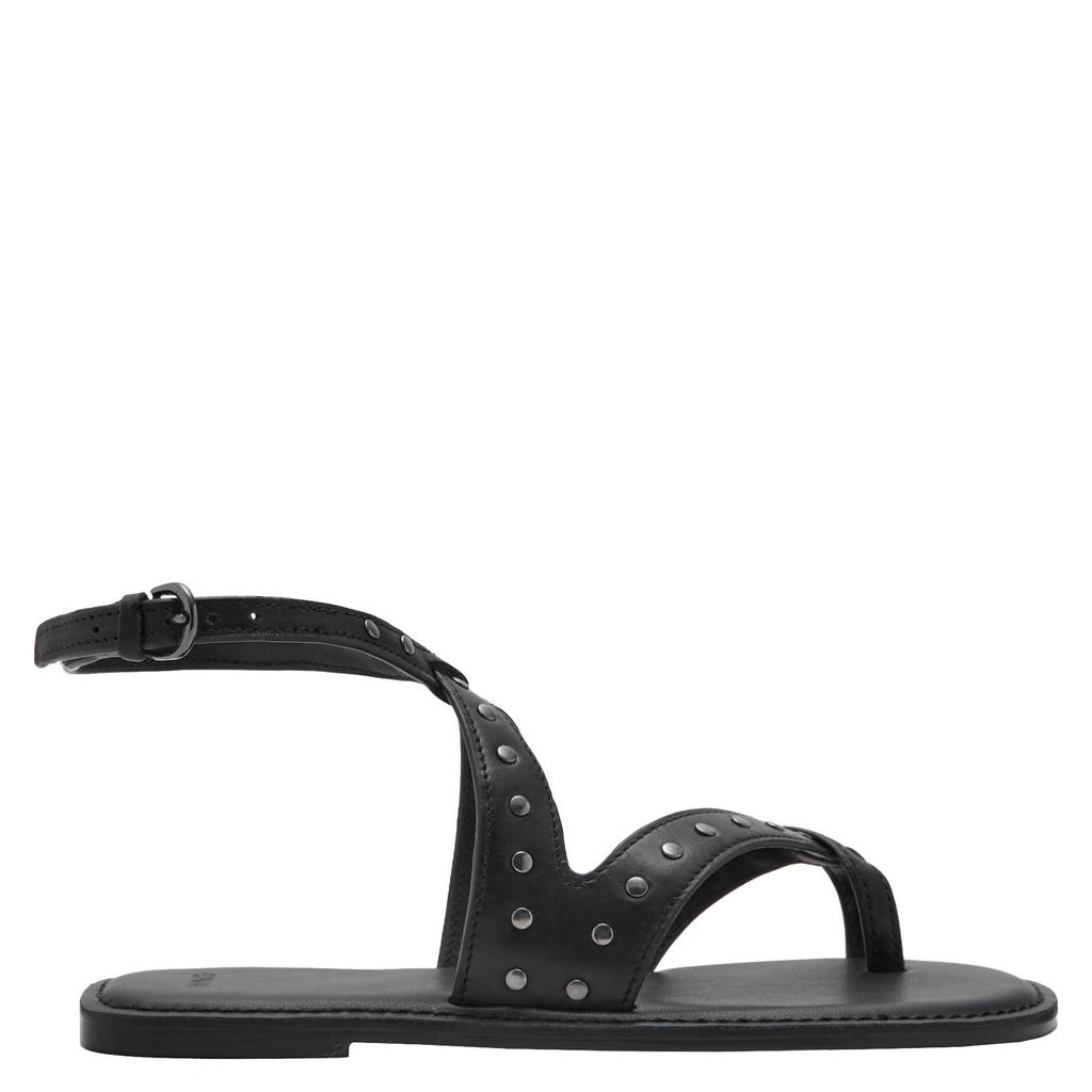 Zwarte meisjes MANGO TEEN leren sandalen met studs met gesp