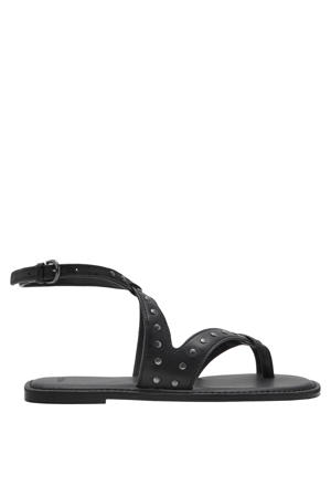 leren sandalen zwart met studs