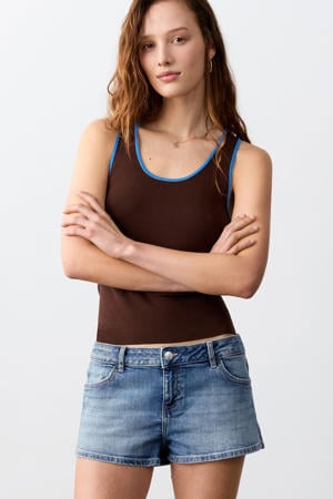 short medium blue denim