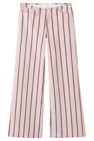 gestreepte straight leg jeans roze
