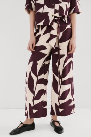 high waist gebloemde casual broek donkerrood