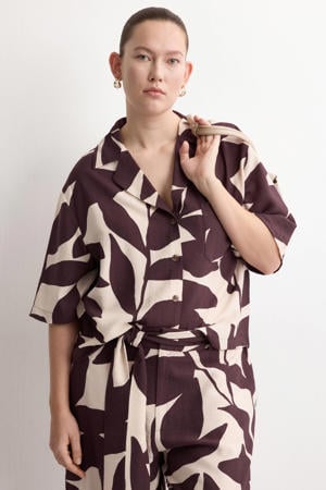 gebloemde blouse donkerrood
