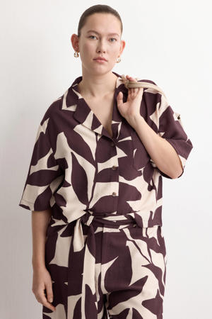 gebloemde blouse donkerrood