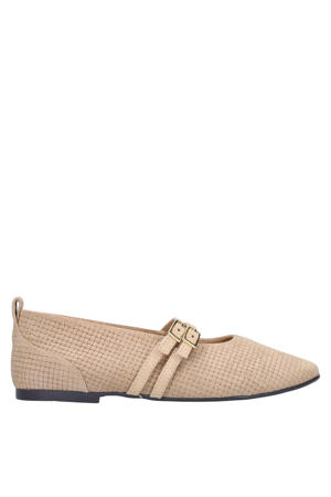 suède ballerina's beige