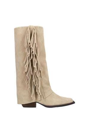 suède cowboy boots beige