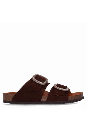 suède slippers bruin