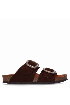 suède slippers bruin