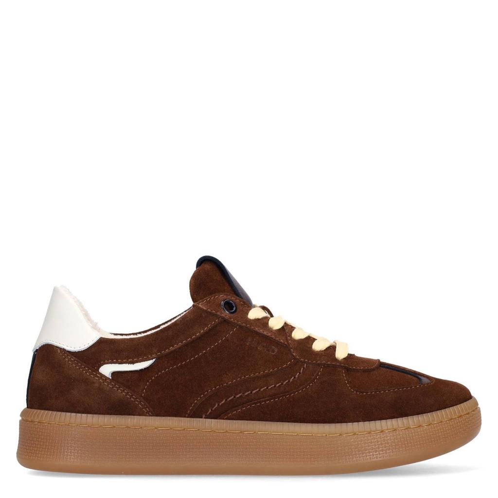 Bruine dames Manfield suède sneakers met veters