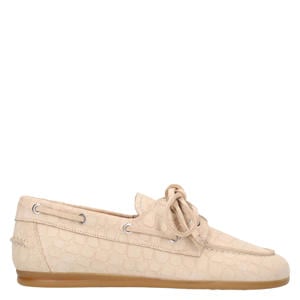 suède bootschoenen met dierenprint beige