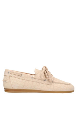 suède bootschoenen met dierenprint beige