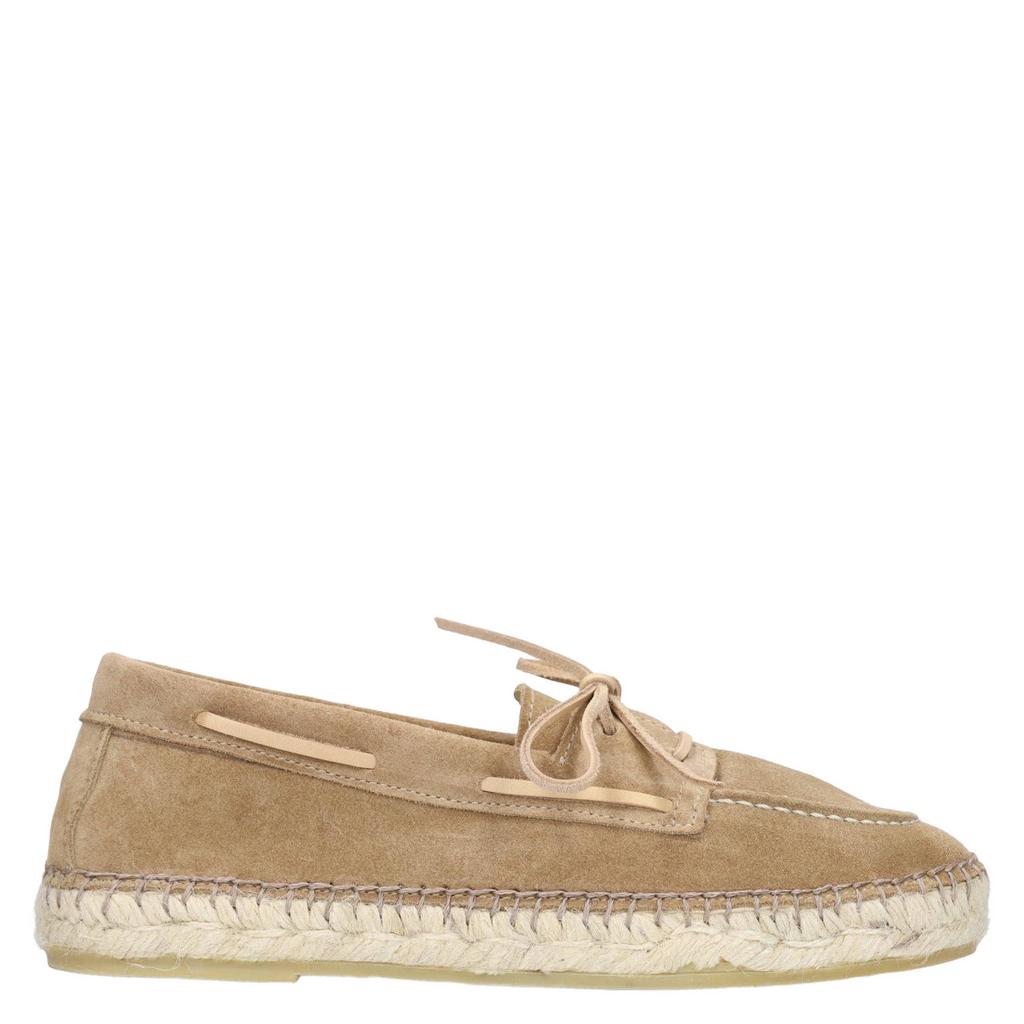 Taupe dames Manfield suède espadrilles met veters