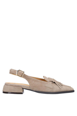 suède slingback loafers taupe