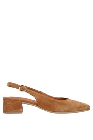suède slingback loafers cognac