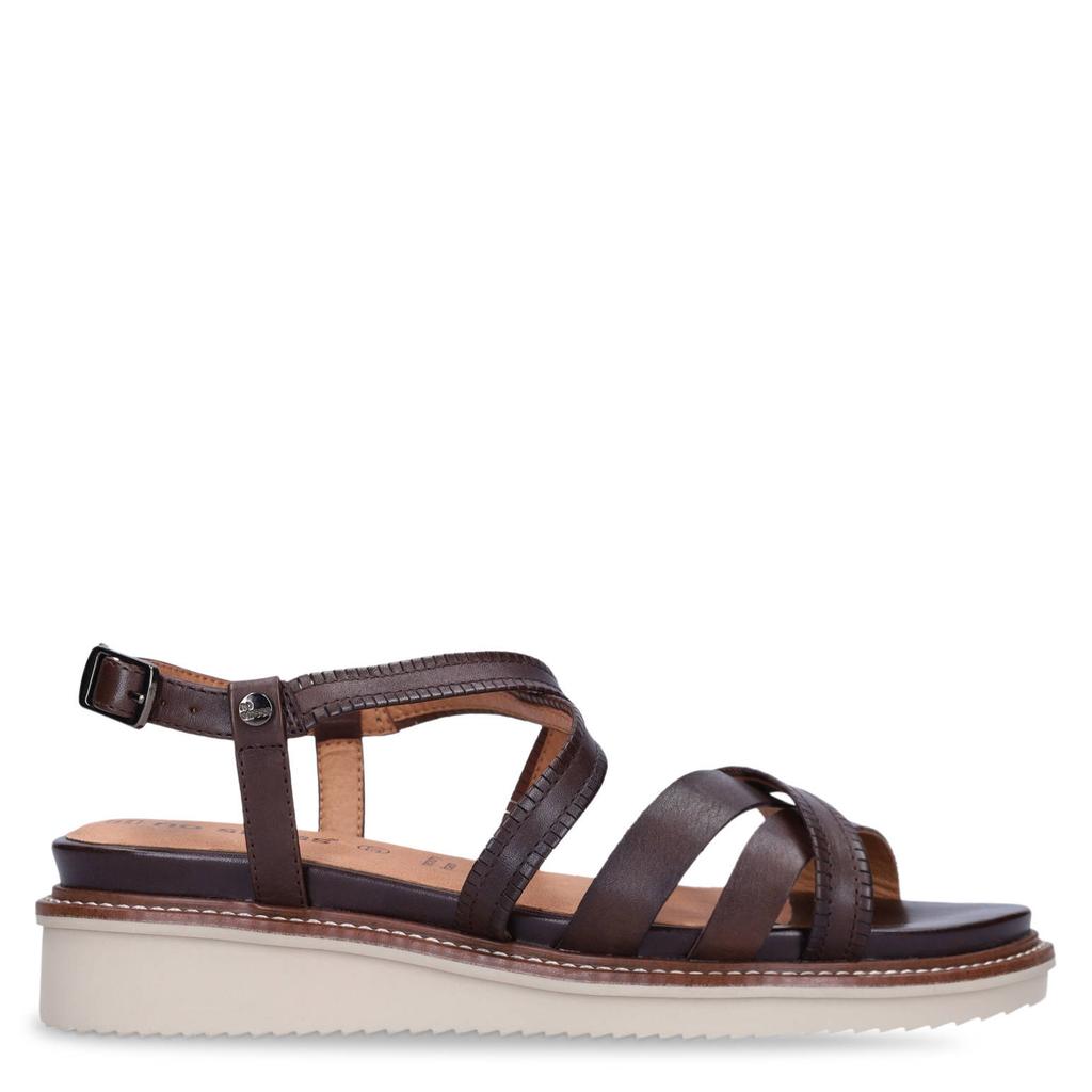 Donkerblauwe dames No Stress leren sandalen met gesp