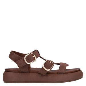 suède sandalen bruin