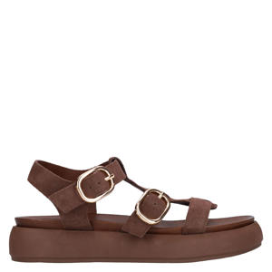 suède sandalen bruin