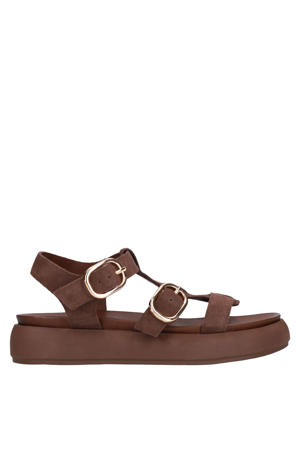suède sandalen bruin