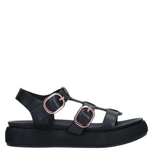 suède sandalen zwart