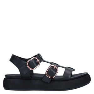 suède sandalen zwart