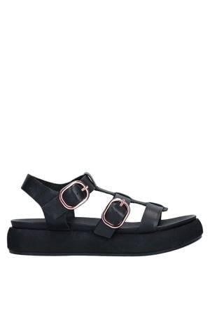 suède sandalen zwart