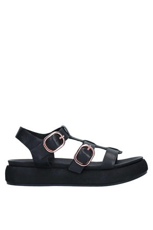 suède sandalen zwart
