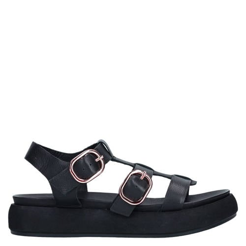 Manfield suède sandalen zwart