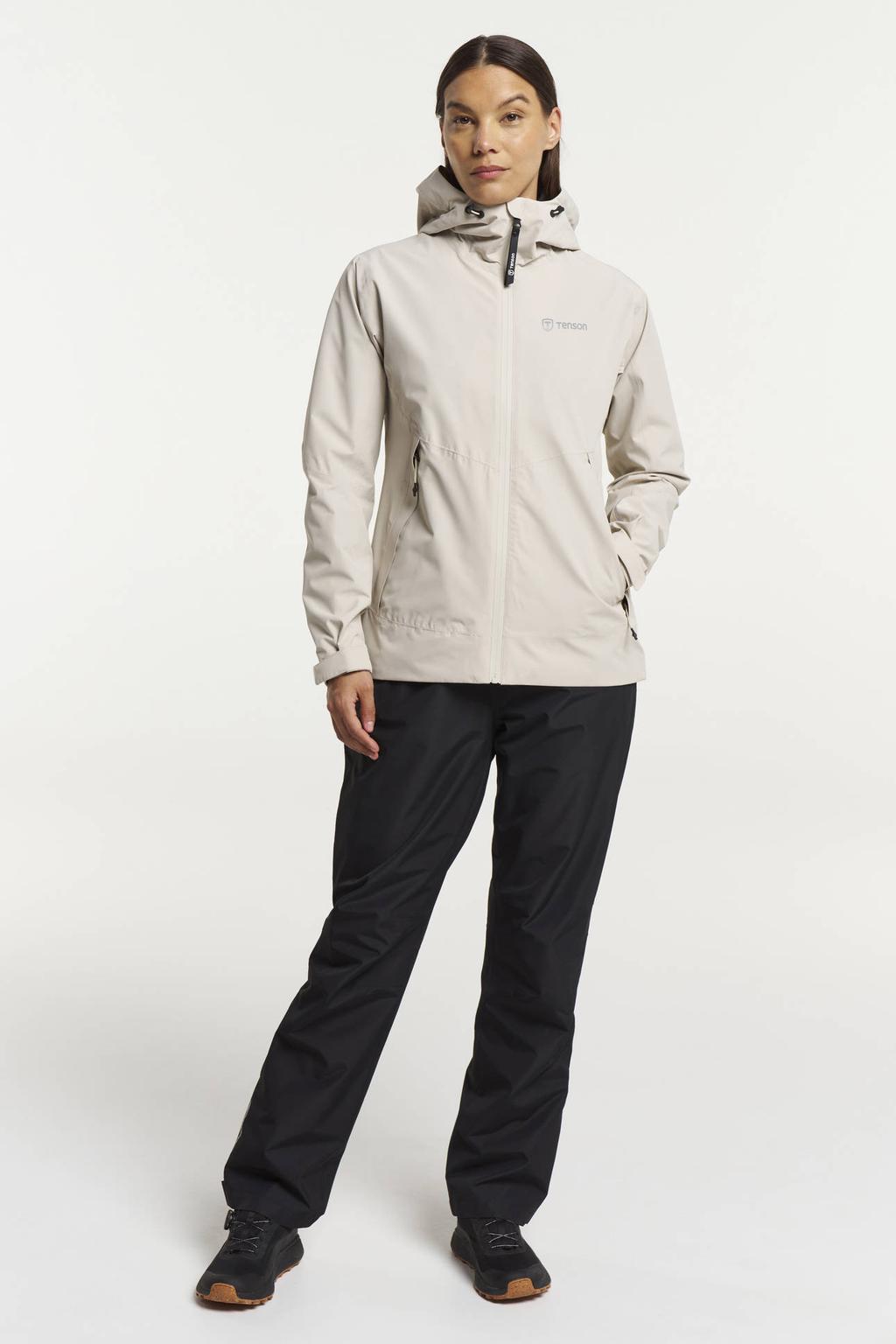 Ecru dames Tenson Winga regenjas van polyester met effen, lange mouwen en capuchon