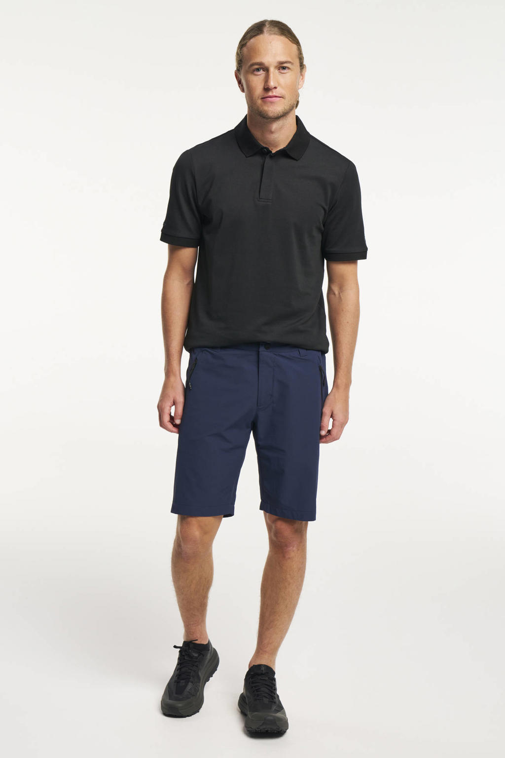 Donkerblauwe heren Tenson TXlite short van polyester met rits- en drukknoopsluiting