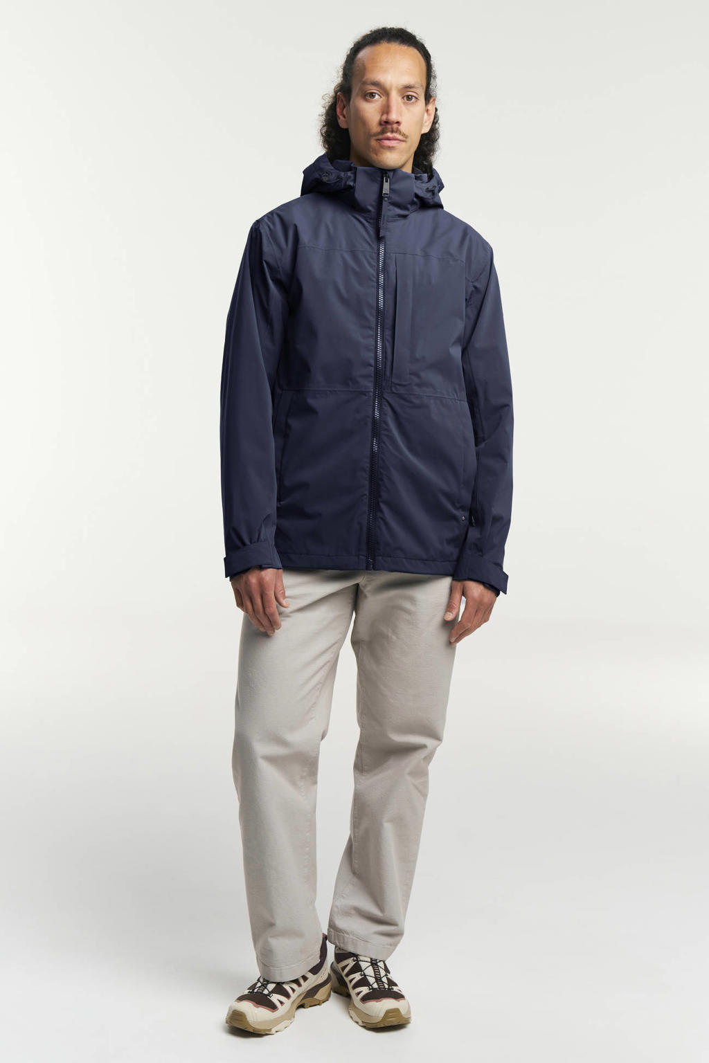 Donkerblauwe heren Tenson Dustin jas van polyester met lange mouwen en capuchon
