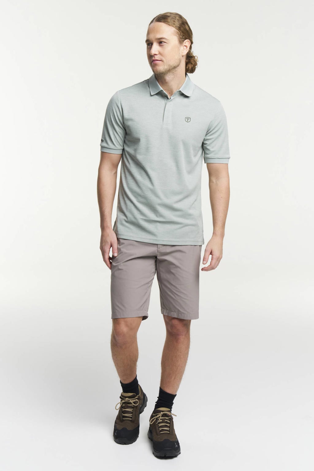 Mintgroene heren Tenson outdoor polo met korte mouwen, klassieke kraag en knoopsluiting