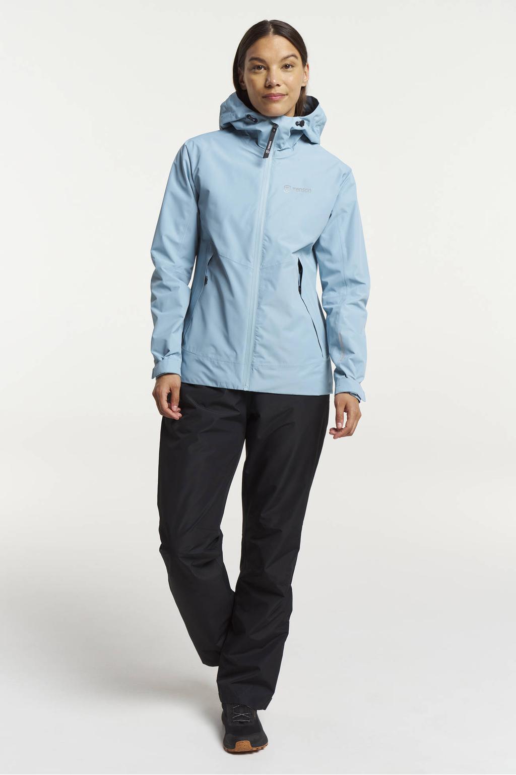 Lichtblauwe dames Tenson Winga regenjas van polyester met effen, lange mouwen en capuchon