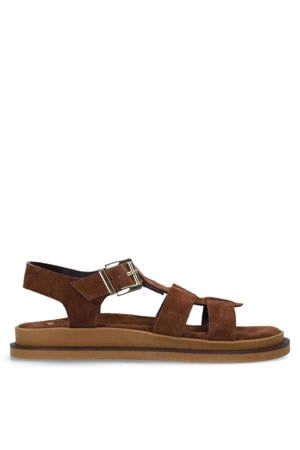suède sandalen bruin