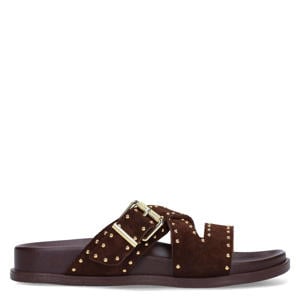 suède slippers bruin