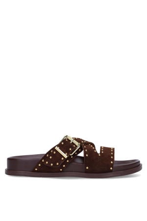 suède slippers bruin