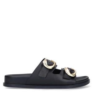 leren slippers zwart