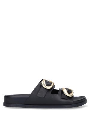 leren slippers zwart