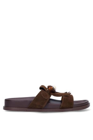 suède slippers bruin