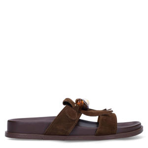 suède slippers bruin
