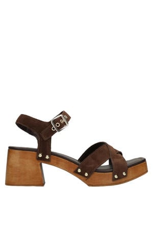 suède sandalettes bruin