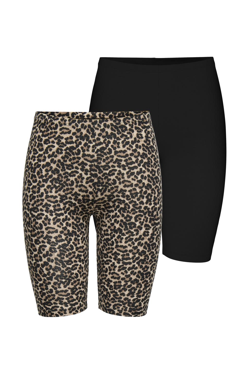 Set van 2 zwart en bruine dames ONLY cycling short LOVE van katoen met skinny fit, regular waist en dierenprint