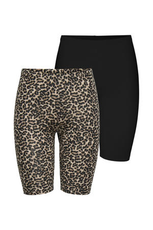 cycling short ONLLIVE LOVE - zwart/panterprint (set van 2)