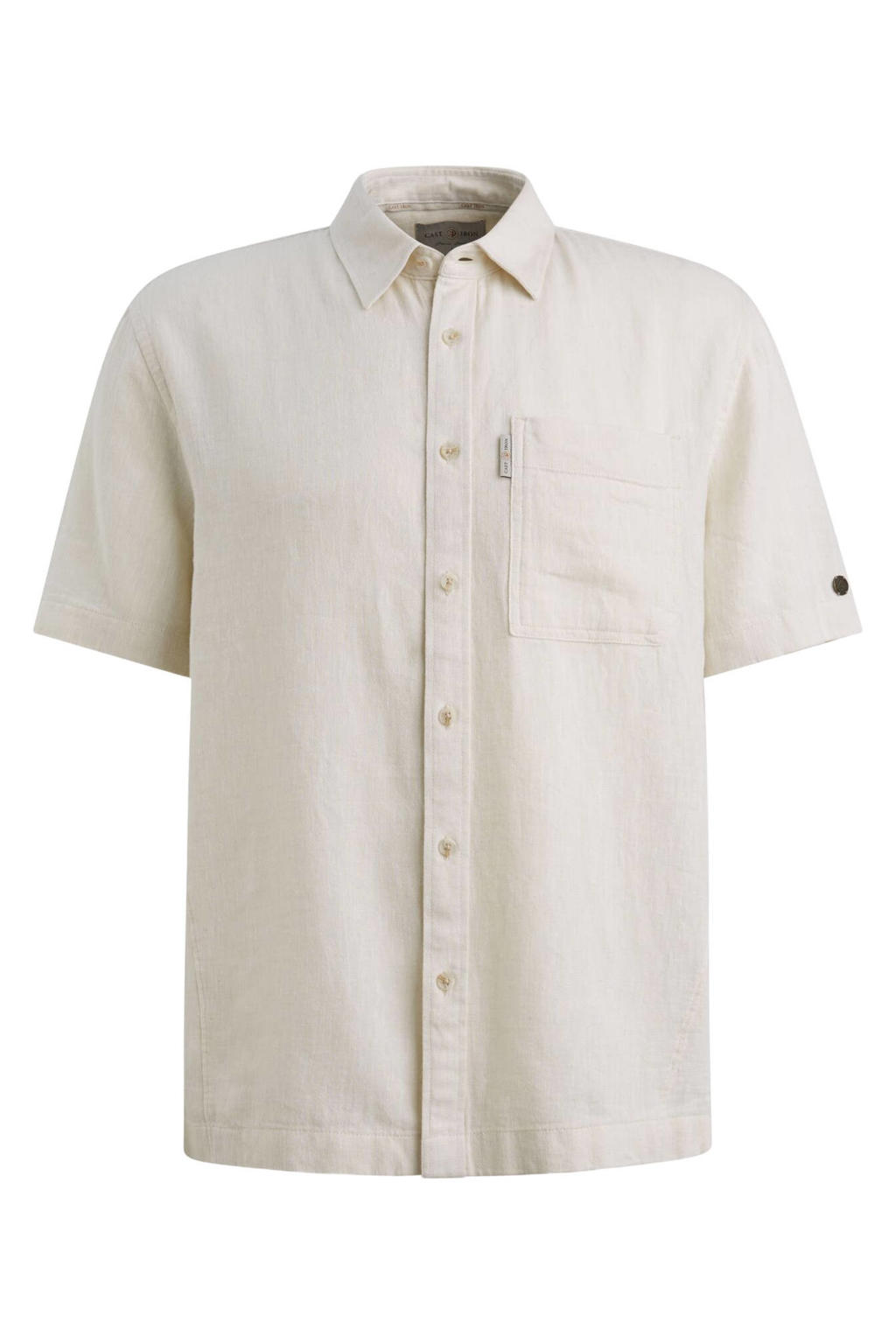 Cast Iron regular fit casual overhemd met linnen - beige
